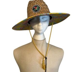 Chubbies Unisex Floral Straw Hat Wide Brim Beach Hat "the hooligan" sun NWT OS